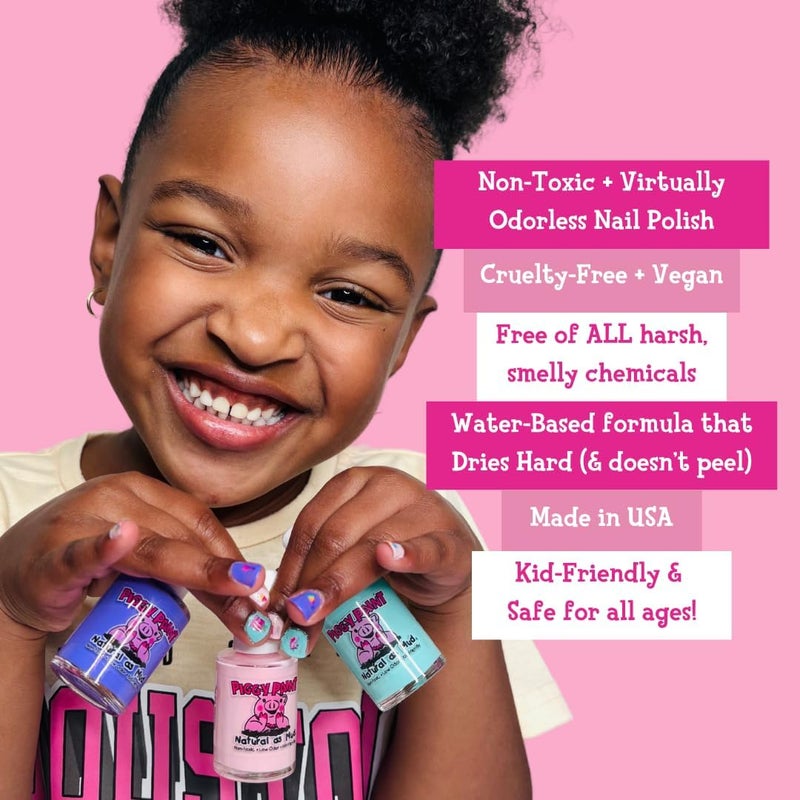 Piggy Paint Non-Toxic Girls Nail Polish in LOL - 0.5 Fl Oz (15ml) - Safe, Vegan, and Kid-Friendly - Image 5