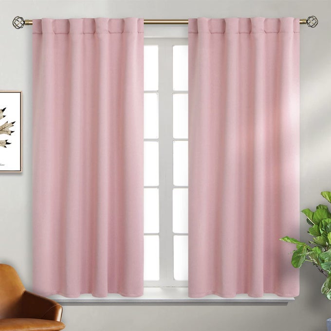 BABY PINK BLACKOUT CURTAINS FOR GIRLS ROOM LIGHT BLOCKING THERMAL INSULATED ROOM DARKENING ROD POCKET BACK TAB CURTAINS FOR BEDROOM 2 WINDOW PANELS 38 X 45 INCH BABY PINK