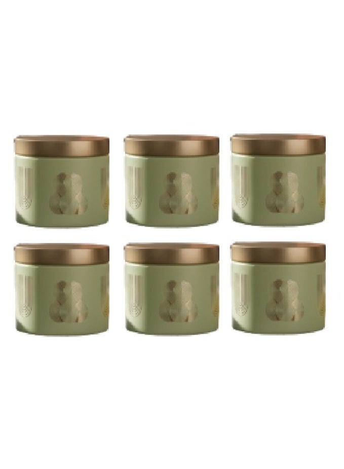 CROCO JAR Premium Color Coated & Printed Design Round shape container 375 ML OPK PISTA U & 8 DESIGN WITH GLODEN CAP 6 PCS - Image 1