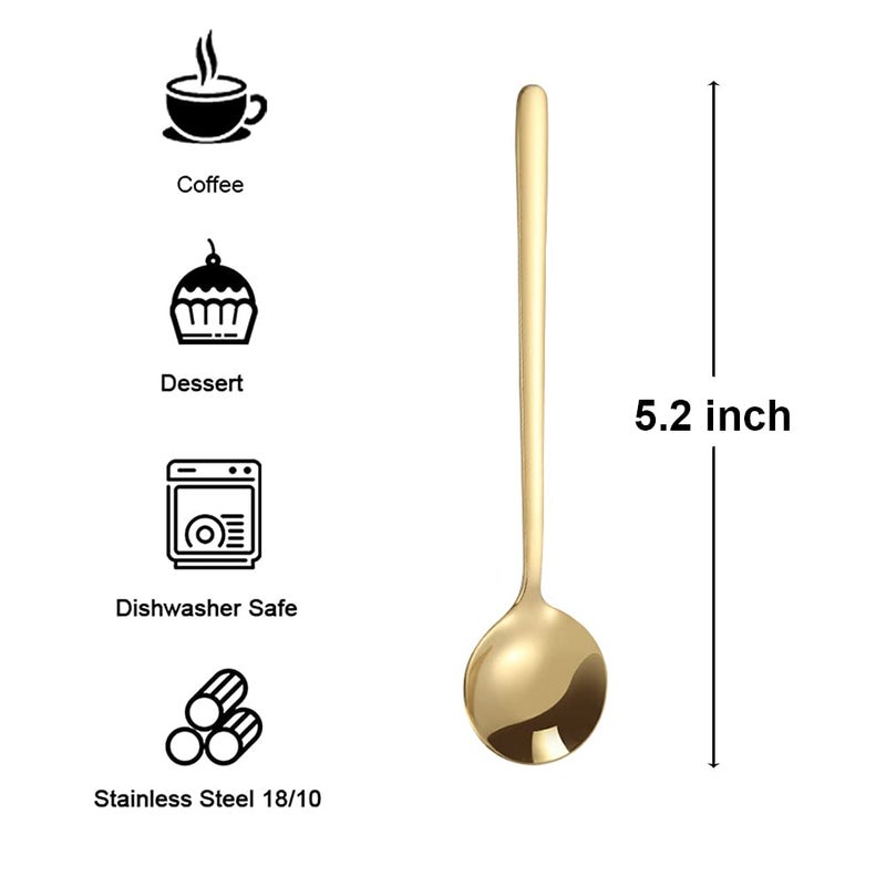 FUTGLOBAL Pack Of 6  Gold Plated Stainless Steel Espresso Spoons  Muulaii Mini Teaspoons Set Gold Spoons For Coffee Sugar Dessert Cake Ice Cream Soup Antipasto Cappuccino  5.3 Inch - Image 4