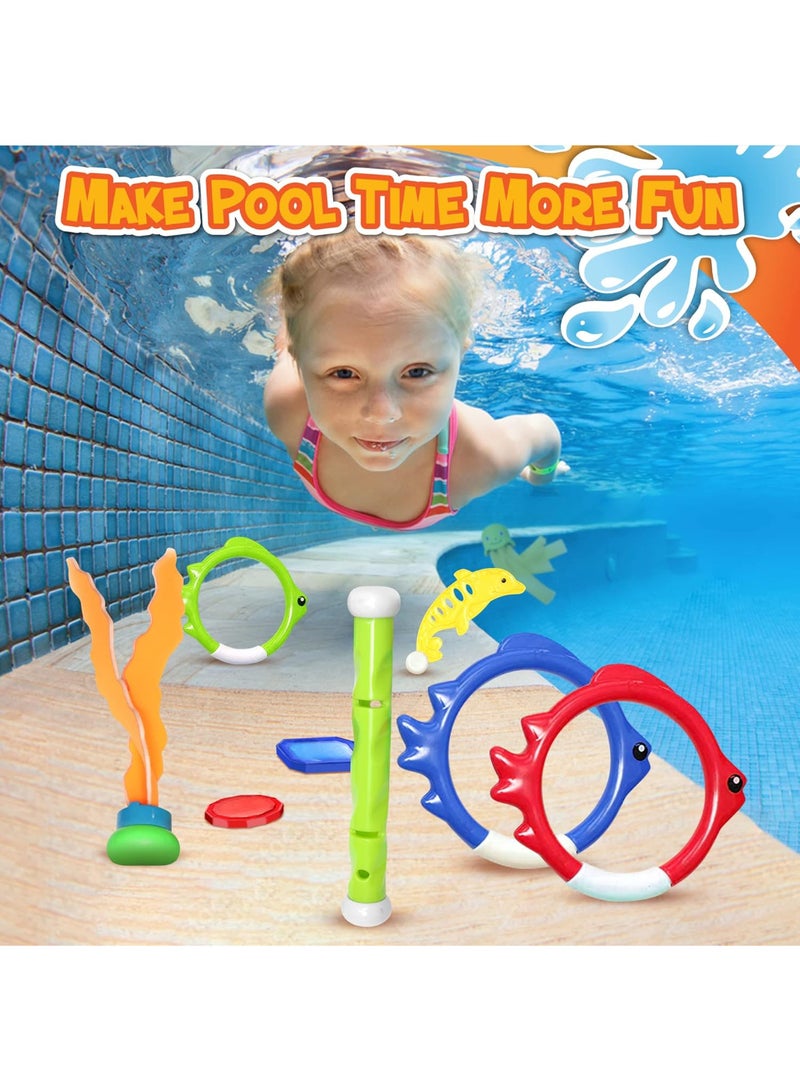 HI-FINE 30 Pcs Diving Toys, Swimming Pool Toys for Kids Ages 8-12 with a Storage Net Bag. Pool Dive Toys for Kids. Pool Games, Swim Summer Water Toys. Include Diving Sticks & Pool Rings - Image 5