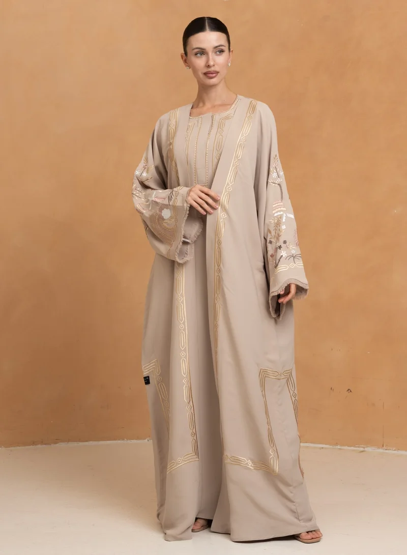 Front open abaya with sheila