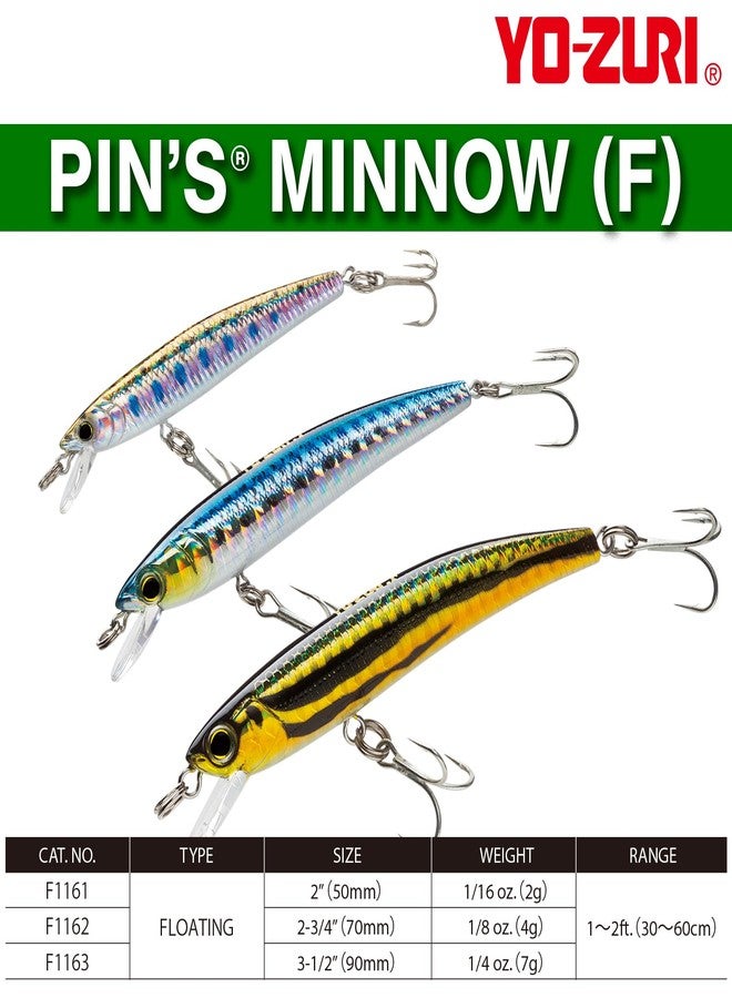 DUEL Yo-Zuri F1162-GHIW Pins Minnow Floating Diver Lure, Sardine, 70mm 2-3/4" - Image 2