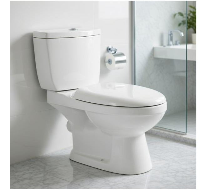 OCEANIC OCE-ZT443S Close Coupled WC Floor Mounted Dual Flush Soft Close S-Trap Toilet White - Image 1