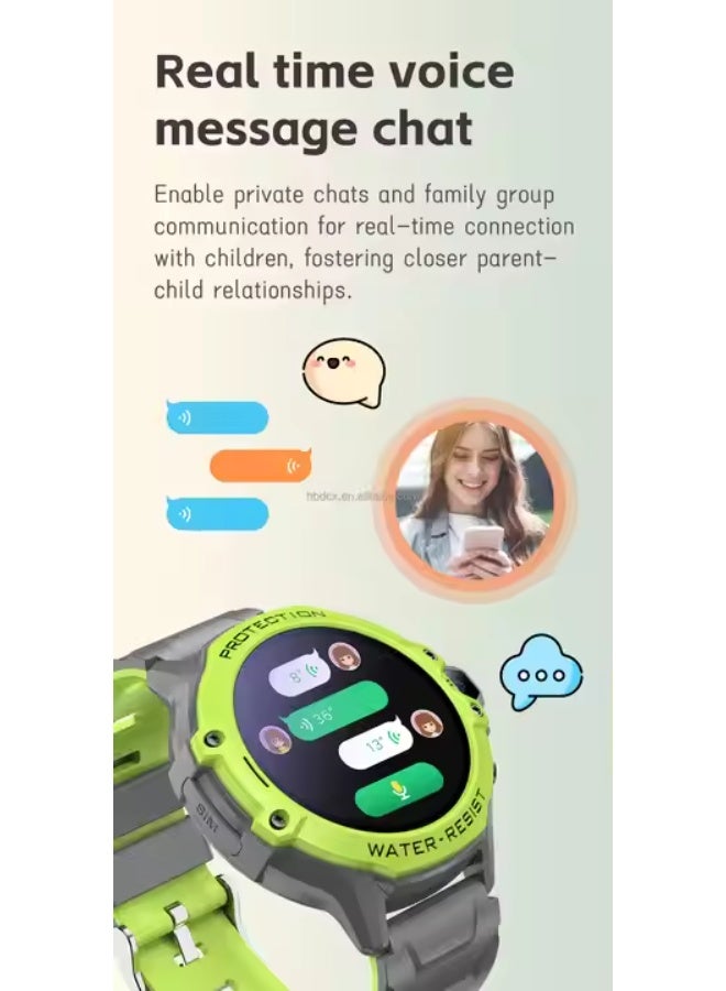 K55H Kids 4G Smart Watch – GPS, Video Call, Waterproof, Real-Time Chat. - Green - Image 3