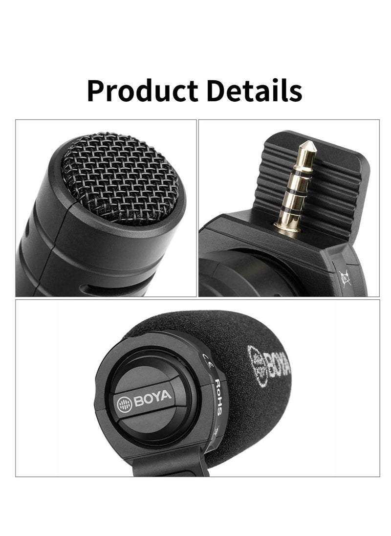 Boya BY-A7H Plug & Play Omni-Directional Cardioid Condenser Microphone with Plug-In 3.5mm TRRS Connector for both iOS and Android devices or 3.5mm Jack input (BYA7H)
