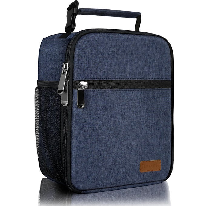 LUNCH BAG REUSABLE SMALL LUNCH BOX FOR MEN INSULATED PORTABLE LUNCHBOX FOR ADULTS KID SUITABLE FOR SCHOOL WORK PICNIC NAVY BLUE