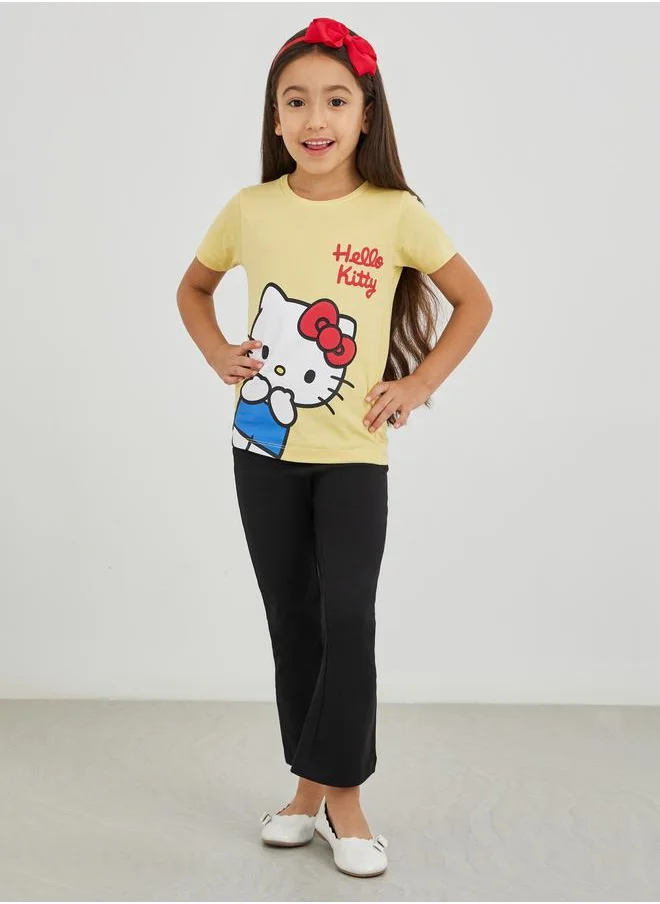 ستايلي Styli Girls Black Solid Elasticated Waistband Flared Leggings