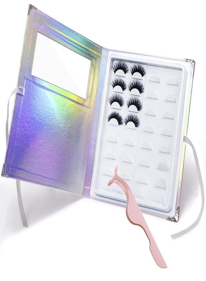 YiQiYi False Eyelash Storage Book Protable 16 Pari Eyelashes Organizer Holder Case Lash Contanier Box Glitter Cover Lash Container Empty Case with Eyelash Tweezer (Assorted Color) - Image 1
