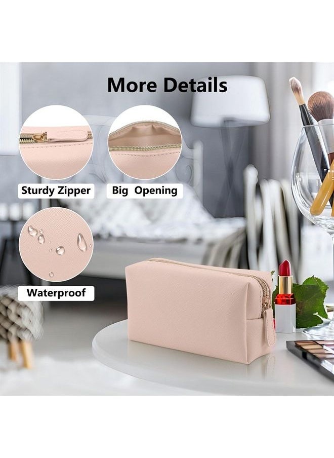 Apooliy Leather Makeup Bag for Purse Travel, Portable Small Cosmetic Organizer for Women and Girls, Make up Bag with Zipper  - Image 4