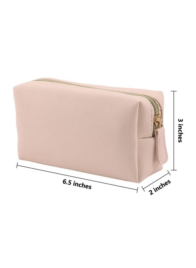 Apooliy Leather Makeup Bag for Purse Travel, Portable Small Cosmetic Organizer for Women and Girls, Make up Bag with Zipper  - Image 2