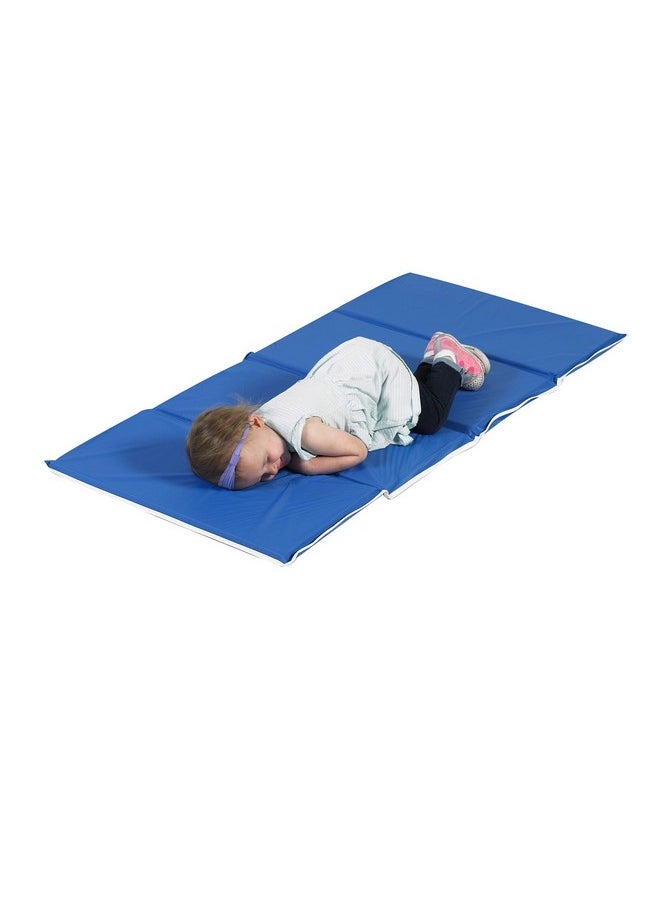 Children's Factory 1" Tough Duty Folding Blue Rest Mat Classroom Nap Mats For Preschools & Daycares Foam Napping Floor Mat For Kids & Toddlers (Cf400002)  - Image 5