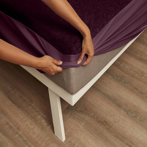 Wakefit Cotton Feel Ultra Soft Waterproof Mattress Protector|Breathable - Hypoallergenic Mattresses Cover 72" x 42" - Single, Beetroot, Purple - Image 1
