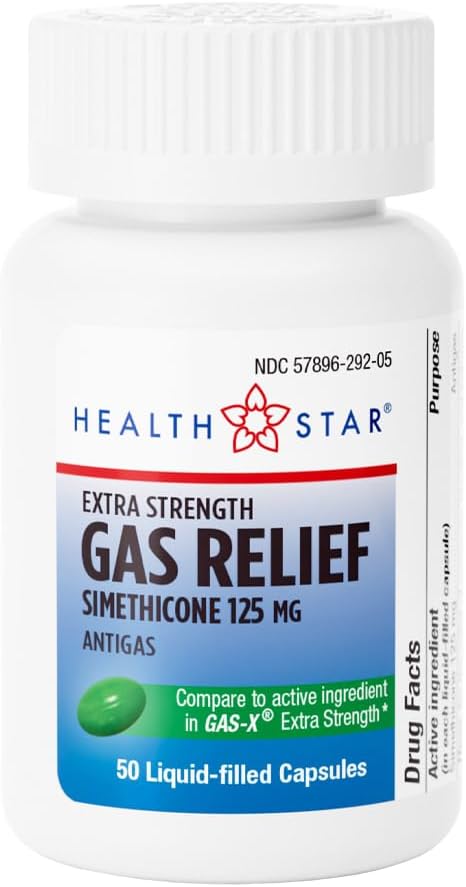 GeriCare Simethicone 125mg Extra Strength Gas Relief Softgels Relieves Stomach Pressure Bloating and Fullness 50 Count Pack of 1 - Image 1