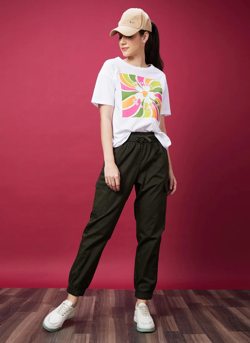 جلو باص بنطلون جوجر نسائي بخصر متوسط من جلوبس