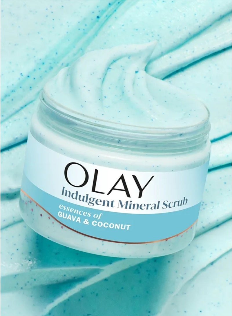 Olay Indulgent Mineral Scrub Skin Exfoliating Massaging Pearls Renewing BHA Vitamin B3 Complex Essences of Coconut Guava Scent 11 oz - Image 3
