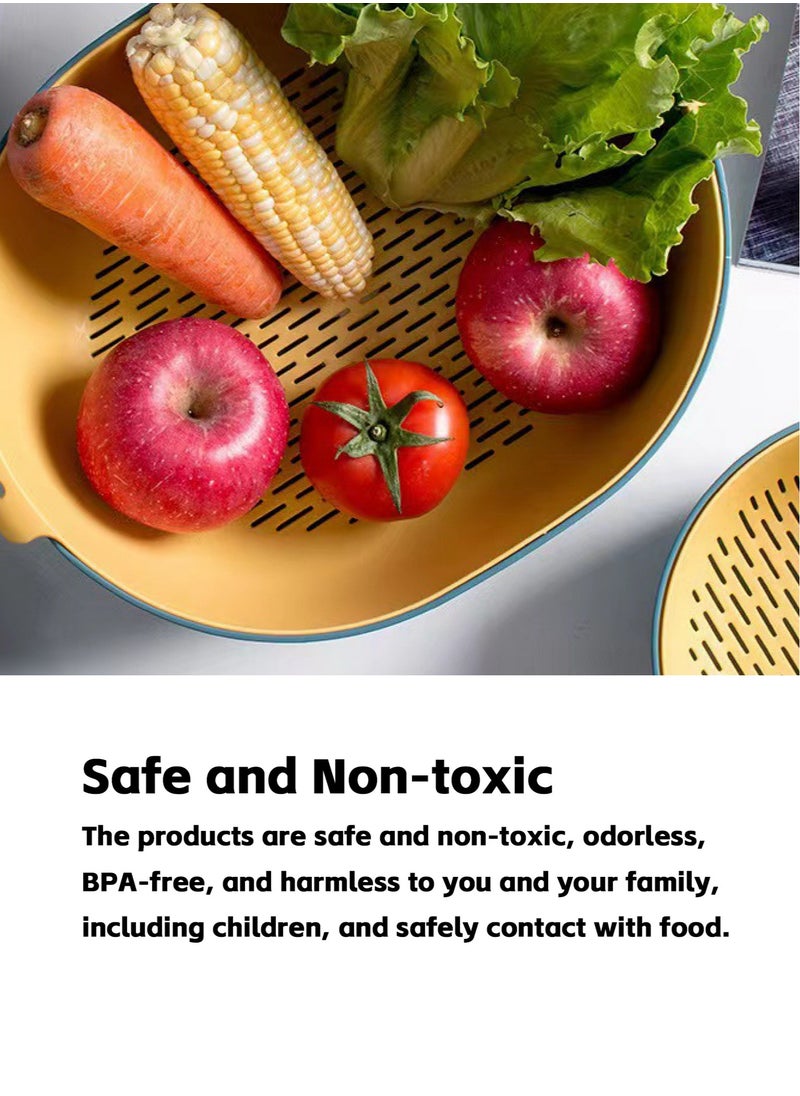 Teuuea - 4 Sets Kitchen Colander Strainer Set, BPA-Free Colander PP Set, Safe and Non-toxic Portable Food Strainer Drain Basin Basket for Fruit, Vegetables, Bowls (4 Drain Baskets and 4 Baskets) - Image 1