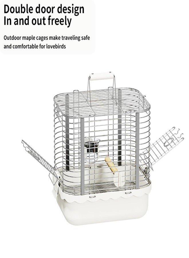 YOOSO WING 15.5'' Birdcage Durable Portable Stainless Steel Bird Carrier Travel Cage Parrot Travel Cage for Small Parrots Canaries Budgies Parrotlets Lovebirds Conures Cockatiels (Small) - Image 3