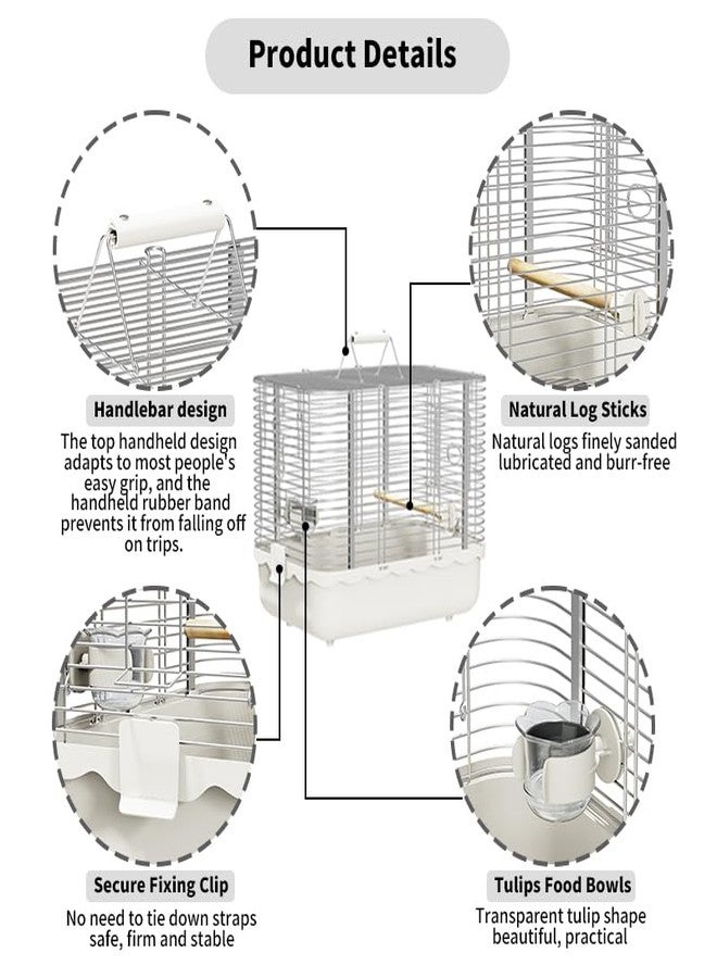 YOOSO WING 15.5'' Birdcage Durable Portable Stainless Steel Bird Carrier Travel Cage Parrot Travel Cage for Small Parrots Canaries Budgies Parrotlets Lovebirds Conures Cockatiels (Small) - Image 4