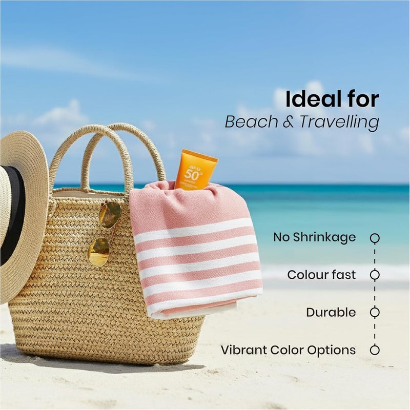 Mush Grab & Go Bamboo Beach Towel | 100% Bamboo Bath Towel for Beach, Hiking & Trips | Compact Towel with Travel Bag | 60x120 cms, 250 GSM Quick Dry, Featherlight & Sand-Resistant Towel | Peach - Image 4