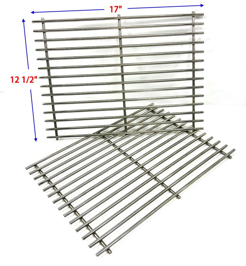 Direct Store شبكات/شوايات طهي من الفولاذ المقاوم للصدأ DS102 من المتجر المباشر 17" × 12 1/2" بديل لشوايات Charbroil 461320507، 461320508، 463250509، Great Outdoors، Thermos، Vermont Castings، مجموعة من 2 - Image 2