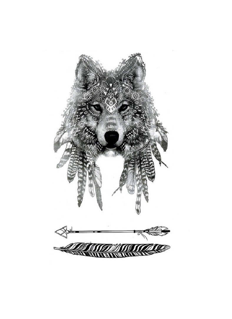 Generic Wolf Head Design Temporary Tattoo Stickers  - Image 2