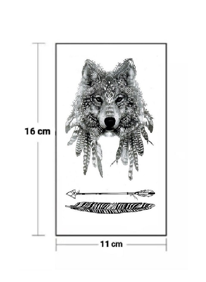 Generic Wolf Head Design Temporary Tattoo Stickers  - Image 3
