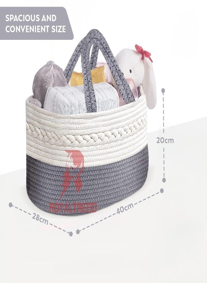 ROYAL TREND-Cotton-Diaper Caddy | Baby Products Bags For Newborn|Diaper Caddy Bag Organizer Large Capacity (40 * 28 * 20Cm)|Nursery Storage Bin And Car Organizer For Diapers And Baby Wipes (Beige) - Image 3