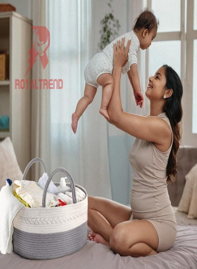 ROYAL TREND-Cotton-Diaper Caddy | Baby Products Bags For Newborn|Diaper Caddy Bag Organizer Large Capacity (40 * 28 * 20Cm)|Nursery Storage Bin And Car Organizer For Diapers And Baby Wipes (Beige) - Image 2