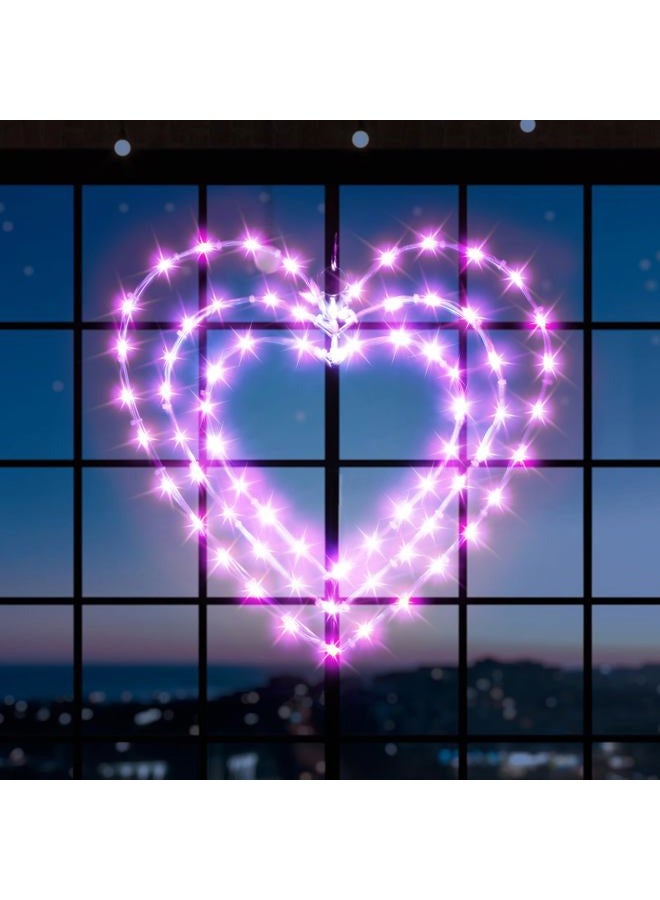 ILLUMINEW 2 Pack Valentine's Day Heart Window Lights, 8 Lighting Modes, 12 Inch LED Hanging Iron Frame Decor for Wedding Holiday Indoor Outdoor Party (2PCS-Pink) - Image 5
