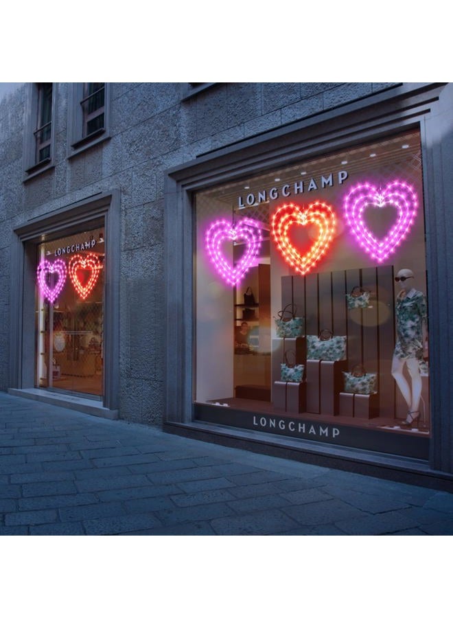 ILLUMINEW 2 Pack Valentine's Day Heart Window Lights, 8 Lighting Modes, 12 Inch LED Hanging Iron Frame Decor for Wedding Holiday Indoor Outdoor Party (2PCS-Pink) - Image 4