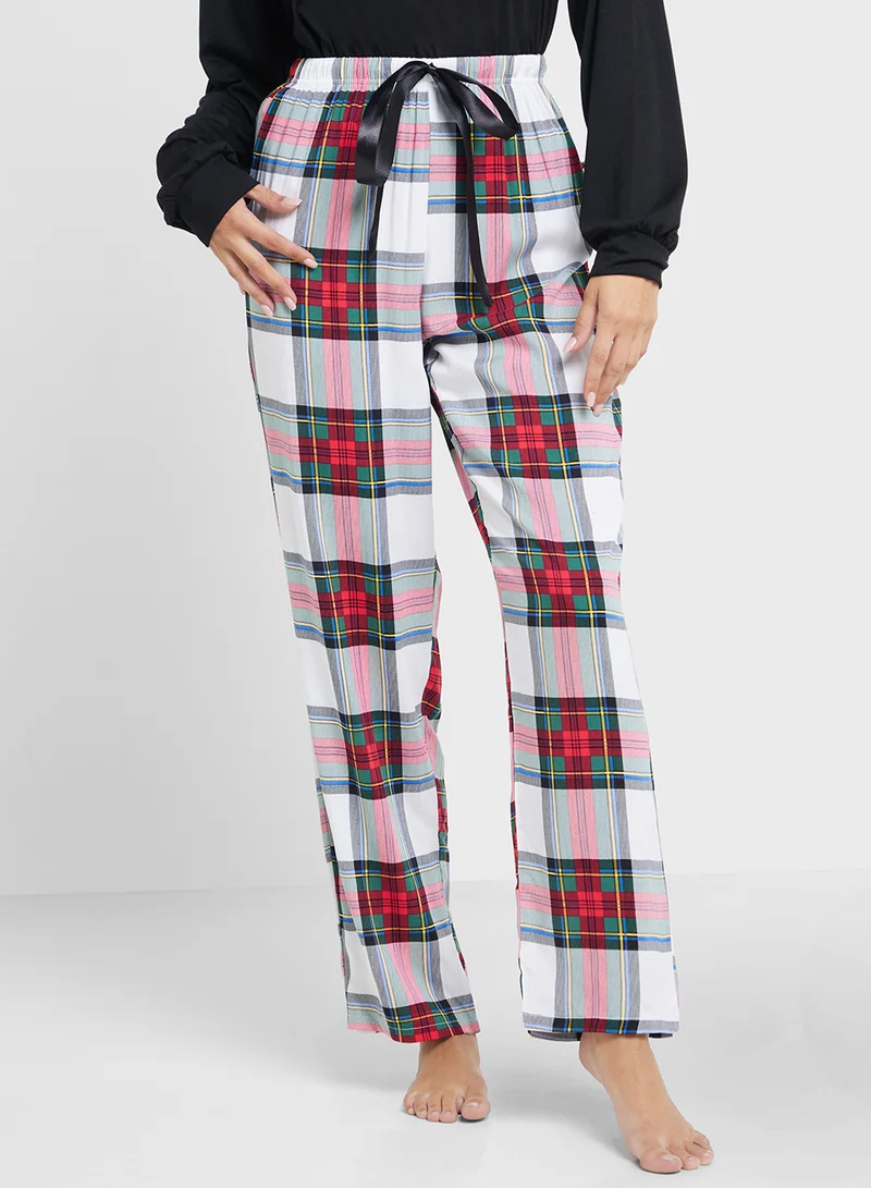 Ginger Long Sleeves T-Shirt & Checkered Pyjama Pj Set