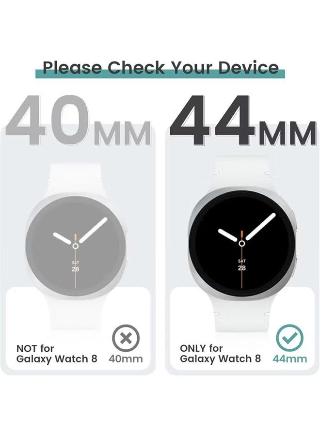 Samsung Galaxy Watch 8 Screen Protector Case 44mm Accessories, Protective Face Cover, Hard Bumper Built-in Tempered Glass Film - Image 2