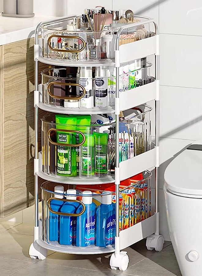 JCB CHIC رف تخزين المطبخ ذو 4 طبقات رف تخزين فواكه وخضروات متحرك متعدد الاستخدامات مع رف تخزين متعدد الاستخدامات مع عجلات لغرفة المعيشة غرفة النوم الحمام المطبخ غرفة الغسيل والمرآب - Image 1