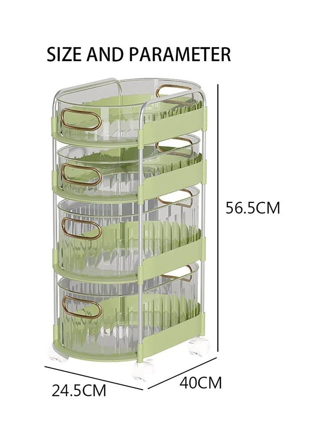 JCB CHIC رف تخزين المطبخ ذو 4 طبقات رف تخزين فواكه وخضروات متحرك متعدد الاستخدامات مع رف تخزين متعدد الاستخدامات مع عجلات لغرفة المعيشة غرفة النوم الحمام المطبخ غرفة الغسيل والمرآب - Image 2
