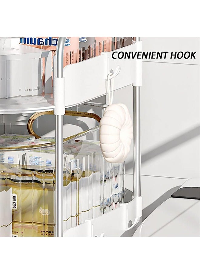 JCB CHIC رف تخزين المطبخ ذو 4 طبقات رف تخزين فواكه وخضروات متحرك متعدد الاستخدامات مع رف تخزين متعدد الاستخدامات مع عجلات لغرفة المعيشة غرفة النوم الحمام المطبخ غرفة الغسيل والمرآب - Image 3