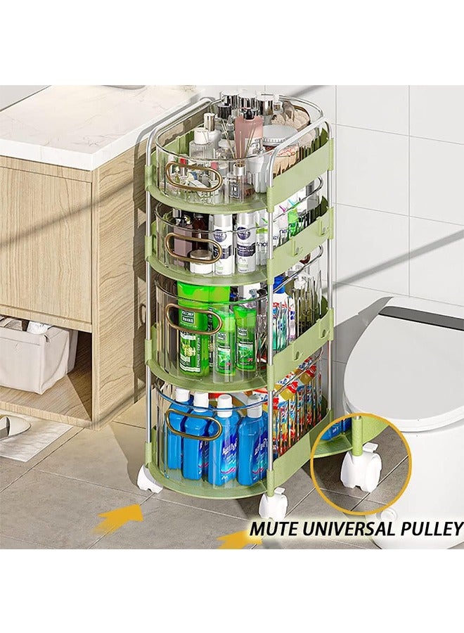 JCB CHIC رف تخزين المطبخ ذو 4 طبقات رف تخزين فواكه وخضروات متحرك متعدد الاستخدامات مع رف تخزين متعدد الاستخدامات مع عجلات لغرفة المعيشة غرفة النوم الحمام المطبخ غرفة الغسيل والمرآب - Image 4