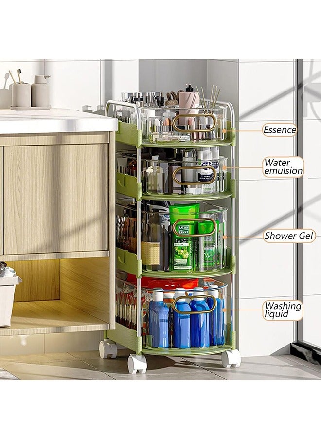 JCB CHIC رف تخزين المطبخ ذو 4 طبقات رف تخزين فواكه وخضروات متحرك متعدد الاستخدامات مع رف تخزين متعدد الاستخدامات مع عجلات لغرفة المعيشة غرفة النوم الحمام المطبخ غرفة الغسيل والمرآب - Image 5