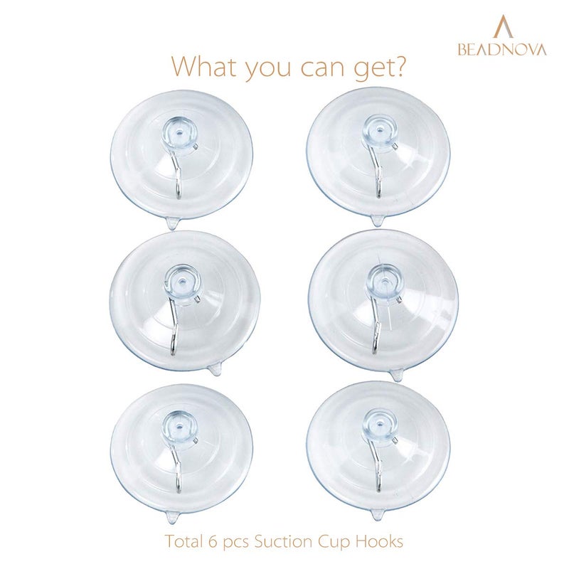 BEADNOVA Suction Cup Hooks 2.5 Inches Suction Cup Hook for Window Glass Wall (6 Packs) - Image 2