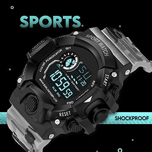 ASGARD Multi Functional Sports Digital Black Dial Men's Watch (Black Dial Grey Colored Strap) (Camo Light Grey) - Image 3