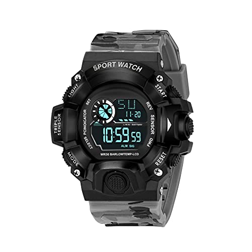 ASGARD Multi Functional Sports Digital Black Dial Men's Watch (Black Dial Grey Colored Strap) (Camo Light Grey) - Image 1