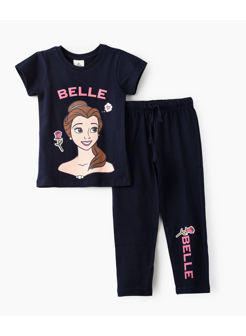 Disney Disney Printed Co-ord Set for Girls | Ultra-Soft Cotton Jersey Fabric | Stylish & Classy Oufits | Half Sleeve T-Shirt and Comfy Pyjama - Image 1