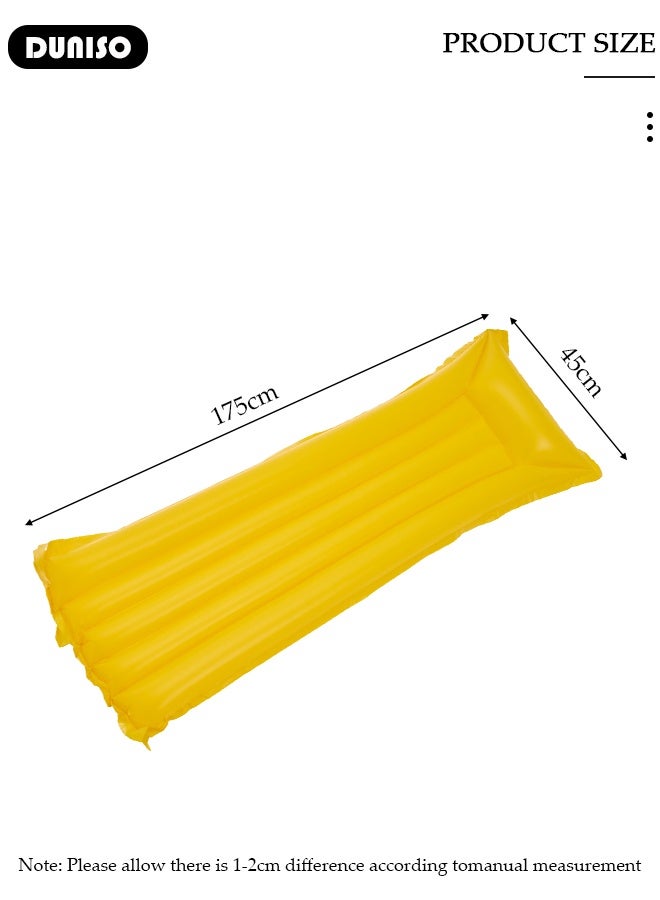 DUNISO Swimming Floating Row PVC Swimming Floating Bed Swimming Pool Float Bed Water Floating Bed Water Lounging Bed Swimming Pool Lounge Bed for Adults for Sunlight Bathing,Yellow - Image 2
