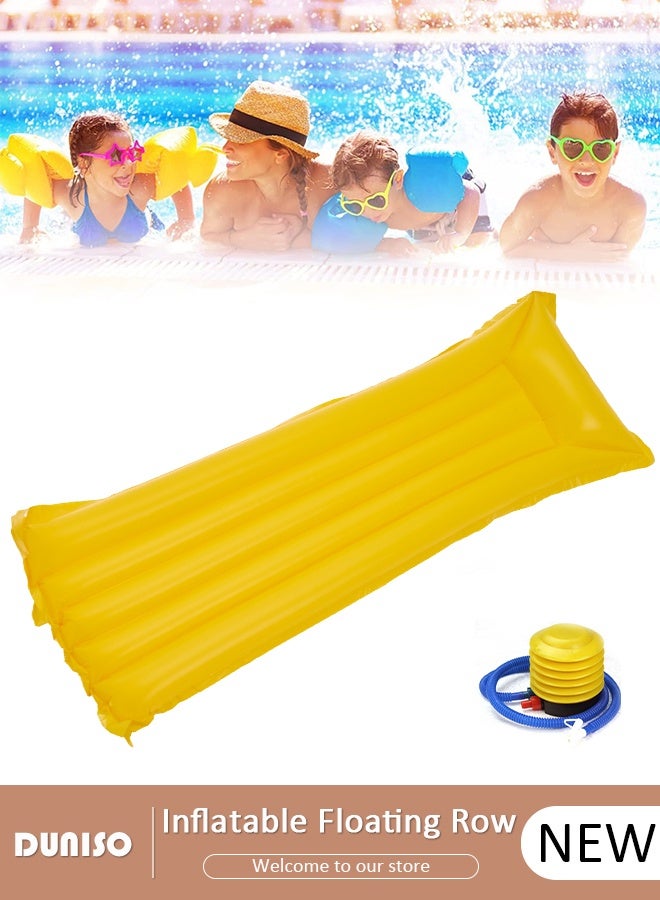 DUNISO Swimming Floating Row PVC Swimming Floating Bed Swimming Pool Float Bed Water Floating Bed Water Lounging Bed Swimming Pool Lounge Bed for Adults for Sunlight Bathing,Yellow - Image 1