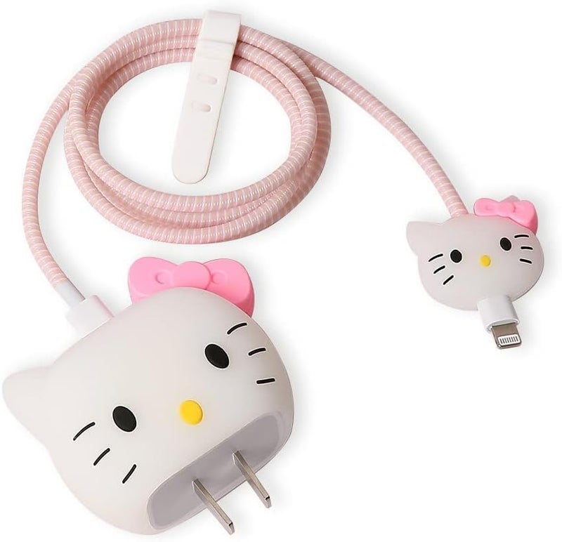 INEFABLE Charger Case Cover Protector with 3D Cute Pattern for iPhone Charger only 18W & 20W, Data Charging Cable Wire Saver Protective Cable Cover Full Protection - Set of 1 (Cute Cat) - Image 1