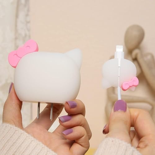 INEFABLE Charger Case Cover Protector with 3D Cute Pattern for iPhone Charger only 18W & 20W, Data Charging Cable Wire Saver Protective Cable Cover Full Protection - Set of 1 (Cute Cat) - Image 2