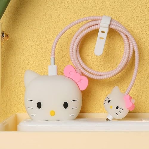 INEFABLE Charger Case Cover Protector with 3D Cute Pattern for iPhone Charger only 18W & 20W, Data Charging Cable Wire Saver Protective Cable Cover Full Protection - Set of 1 (Cute Cat) - Image 5