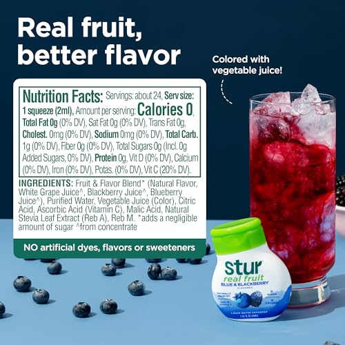 Stur Liquid Water Enhancer  Blue  Blackberry  Naturally Sweetened  High in Vitamin C  Antioxidants  Sugar Free  Zero Calories  Keto  Vegan  5 Bottles Makes 120 Drinks - Image 5