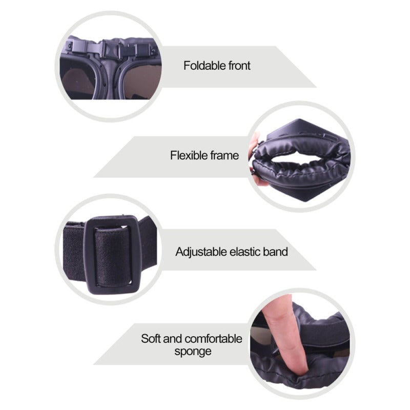 Retro Goggles: PC Material, Foldable Front Frame Impact Resistance, Secure Fit Motorcycle Goggles - Adjustable Elastic Band No Oppression, Comfortable Sponge Eye Protection for Outdoor Activities - Image 4