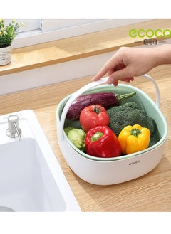 Spaceshoop Portable double drain basket bowl washing kitchen strainer noodle vegetable fruit basket washing cleaning colander tool  - Image 3